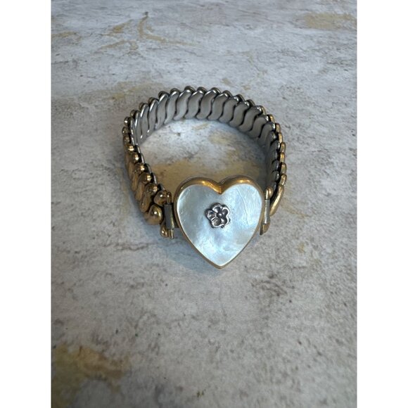 1940s Vintage Sweetheart Expansion Bracelet with Mother of Pearl Heart Co star - Picture 1 of 9